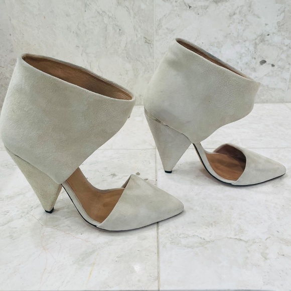 IRO {38} Booties Cream Suede Heel Pointed Toe - Picture 5 of 14